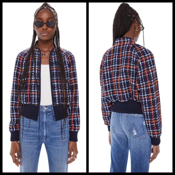 💕MOTHER💕 The Mock Neck Ribbed Jacket ~ Beat By Beat XS NWT Plaid 80s - Picture 6 of 16